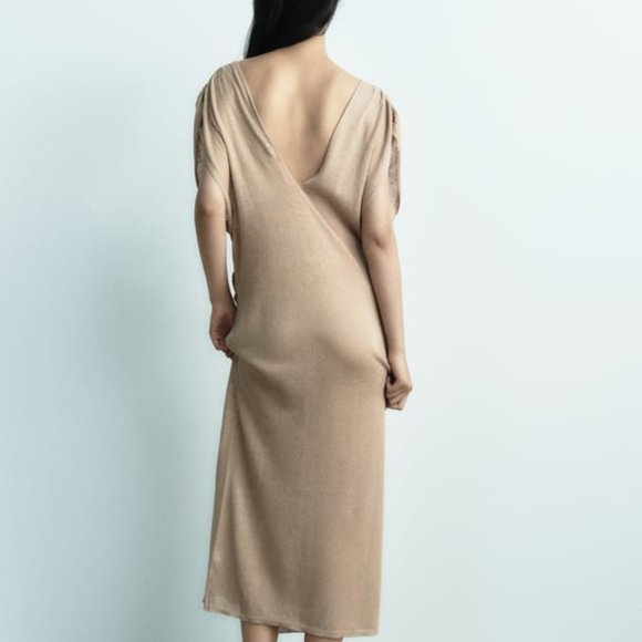 Zara Beige Midi Dress - Picture 4 of 7